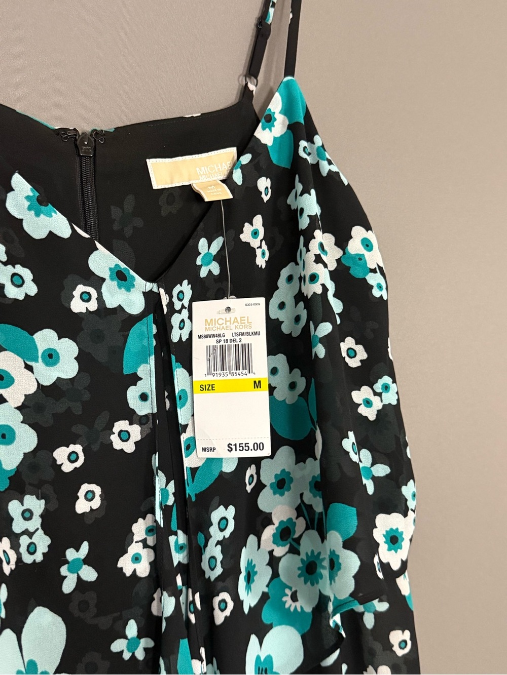 Michael Michael Kors Floral Wide Leg Jumpsuit Black Groovy Sleeveless NEW M - Picture 5 of 10